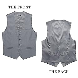HISDERN Grey Mens Vest Formal Business Suit Vest