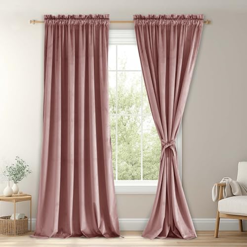 Wild Rose Velvet Blackout Curtains