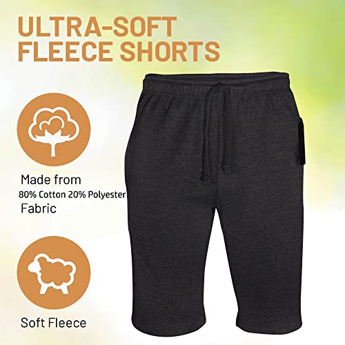JMR Men's Cotton Fleece Lounge Shorts - Comfy Sweatshorts With Pockets & Adjustable Waist
