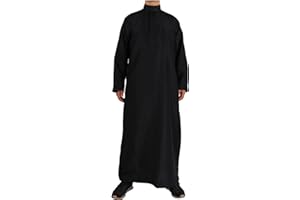 Mens Muslim Kaftan Robe Zip up Middle East Kaftan Saudi Arab Caftans Long Sleeve Thobe Casual Gown Henley Shirt