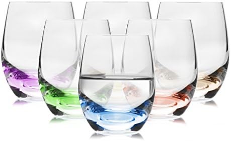 Crystalex Rainbow Colored Tumbler Glasses Set Of 6 | Unique Crystal Tumblers Glasses For Water, Juice, Beverages & Cocktails For Birthday Wedding Anniversary (2.2 Oz)