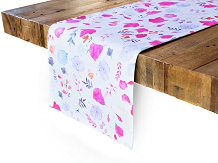 Vous Du Rivage - Meadow - 100% Cotton Digitally Printed Watercolor Table Runner. 14-inch x 108-inch. Suitable for Formal and Casual Dining. French Designs.