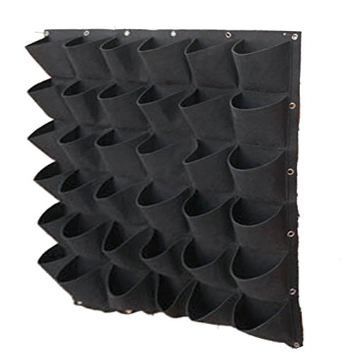 Vertical Wall Planter, Wall Hanging Garden Fence Planters Plant Grow Bag for Herbs Vegetables and Flowers (36 Pockets (Black))