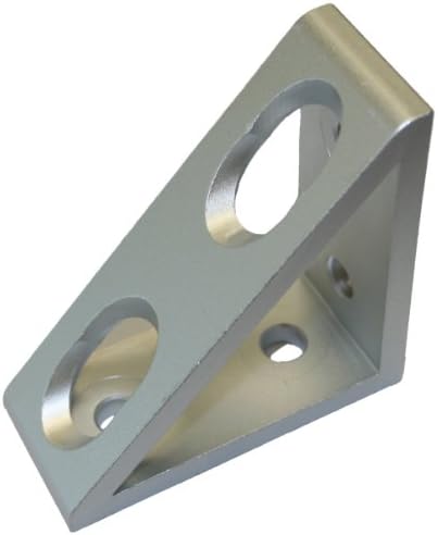 Faztek 15 Series Aluminum 6063-T6 4 Hole Inside Gusset Corner Bracket, Clear Anodize, 1-19/64" Width x 3" Length