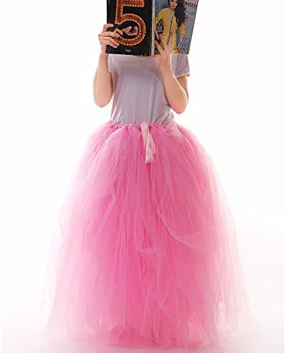 Handmade Tutu Tulle Skirts Long Maternity Pregnancy Photography Props Mommy Photos Shoot (38inch Wasit, Pink)