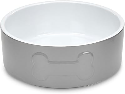 Petface Bone Ceramic Pet Bowl 20 cm Grey White for Dogs Cats
