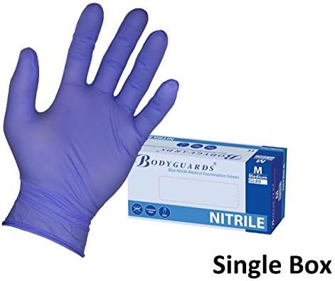 box 100 Bodyguard 4 Blue Nitrile Powder Free Disposable Gloves [Large] by Bodyguards