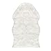 Ojia Deluxe Soft Faux Sheepskin Chair Cover Seat Pad Plain Shaggy Area Rugs for Bedroom Sofa Floor (2ft x 6ft, Ivory White)