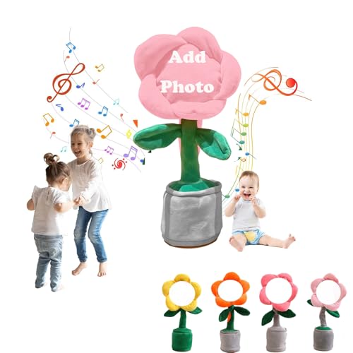 Personalized Singing And Dancing Sunflower Toy With Custom Face, Interactive Plush Toy With Music For Kids, Friends, Birthday Gifts, Fun Party Favors (Pink)