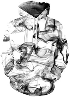 Unisex Smoke Print Pattern Casual Pullover Hoodie Hooded Sweatshirt XXL