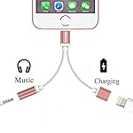 2 in 1 Lightning to 3.5mm Audio Adapter, ADABUNNY Lightning Charger, Lightning to 3.5mm Aux Headphone Jack Adapter for iphone 7 / 7 plus [No Calling Function and No Music Control] (2 in 1-rose gold)