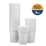 NYHI 150-Pack 8 oz paper cups - Hot/Cold Beverage Drinking paper water cups disposable for, Juice, Coffee or Tea - Ideal for Water Coolers, Party, or Coffee On the Go'