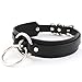 Handmade Womens Double O Ring Faux Leather Choker Collar (Black & silver alloy)