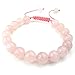 KONOV Womens Natural Gemstone Crystal Rose Quartz Bracelet, Braided 7-9 inch Adjustable, Pink