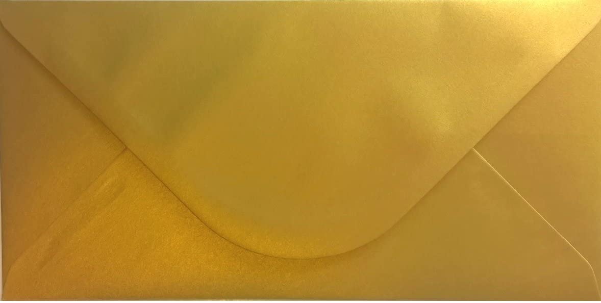 DL (110mm x 220mm) Coloured Envelopes for Greetings Cards Party Invitations & Craft - Pack of 30 (Metallic Gold) — image 1