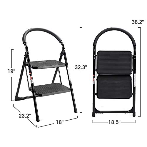 Delxo 2 Step Stool Folding Step Stool Steel Stepladders With Handgrip
