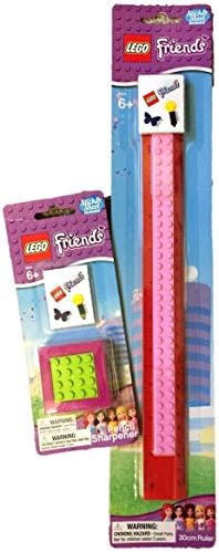 Lego Friends Craft Bundle Buildable Lego Ruler 12 (30cm) Lego Sharpener Set