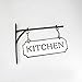 FETUIO Silvercloud Trading Co. Rustic Hanging Double-Sided Kitchen Embossed Black on White Enamel Metal Sign with Bracket - Restaurant Wall Decor - Room Label