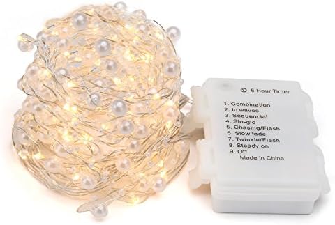 LED String Light, Rainlax Waterproof Decorative Pearl String Light for Bedroom Decor, Indoor, Christmas Tree, Party, Wedding, Garden, Festival, Home DIY Decoration - NO Batteries (6M-Pearl)