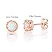 MDFUN Rose Gold Plated 6.0mm Round Brilliant Crown Opal and Cubic Zirconia Stud Earrings