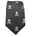 100% Woven Silk Charcoal Skull and Crossbones Skinny Tie