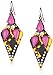 Amazon Collection Tortoise and Pink Kite with Crystal Accents in Burnished Gold Tone Drop Earrings