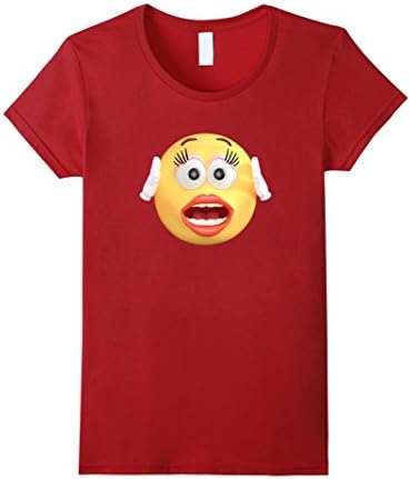 Women's Shock &amp; Surprise Emoji Shirt XL Cranberry