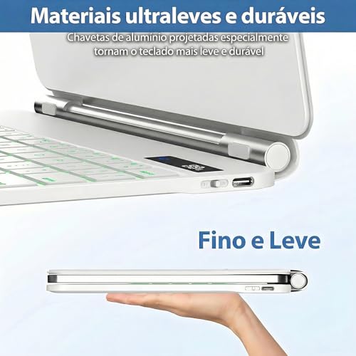 Capa com Teclado para Samsung Galaxy Tab S10 Lite/S10/S9 FE 10,9 Polegadas e S11/S9/S8/S7 11 Polegadas,Teclado Magnético Flutuante, Suporte Cantilever e Trackpad Multitoque Sem Fio (Branco)