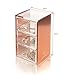 Rose Gold Acrylic Makeup, Jewelry, Stationary Holder, Organizer, 3 drawer, Compact by Lucido Cosmetics