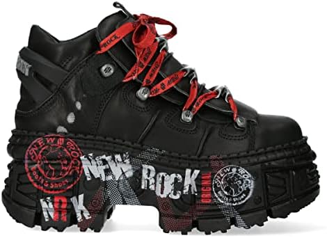 Amazon.com | New Rock Boots WALL106-S10 Unisex Metallic Black