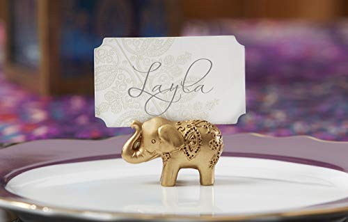 image for Kate Aspen Lucky Golden Elephant Place Card Holders, Photo Holders, Pa