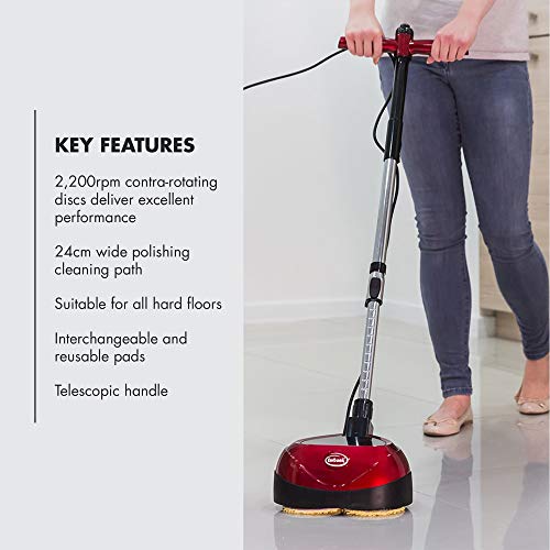 Ewbank EP170 AllInOne Floor Cleaner, Scrubber and Polisher, Red Finish, 23Foot Power Cord