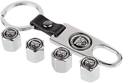 eXeAuto Silver Tire Valve Stem Air Caps Cover and Keychain Combo Set for Jaguar