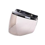 Universal 3 Snap Flip Up Visor Face Shield Lens for Open Face Motorcycle Helmets by MotorFansClub(LightSmoke)