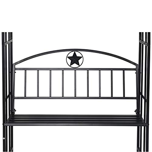 Peachtree Press Inc Garden Pergola Trellis Arbor with Bench 7'5''H x3'7''W Metal Arch Arbour for Climbing Plant Outdoor Garden Patio - Thumbnail 5