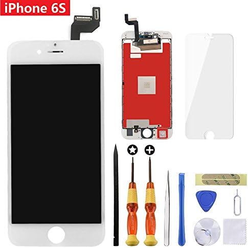 Screen Replacement for iPhone 6s White 4.7 inch Retina LCD Screen Replacement 3D Touch Digitizer Frame Assembly with Tempered Glass Screen Protector + Repair Tools + Instruction by Brinonac