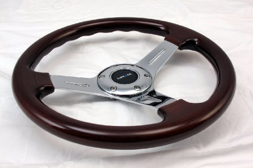 NRG Steering Wheel Classic Wood Grain with Chrome Spokes 330mm - Part # ST-015-1CH