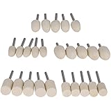 Drill Warehouse 25 Pcs Wool Felt Point Mandrel Mounted Polishing Bits White Conical Fine Abrasive Rotary Tool Accessories Kit Fit Dremel - 1/8 Inch Shank