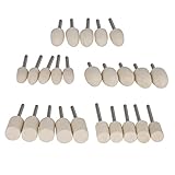 Drill Warehouse 25 Pcs Wool Felt Point Mandrel Mounted Polishing Bits White Conical Fine Abrasive Rotary Tool Accessories Kit Fit Dremel - 1/8 Inch Shank