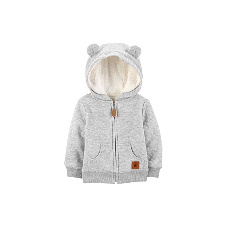 Simple Joys by Carter’s Unisex Babies’ Hooded Sweater Jacket with Sherpa Lining