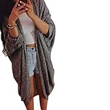 Sunward Fashion New Womens Casual Oversize Knit 3/4 Sleeve Sweater Cardigan Coat (XXL, Dark Gray)