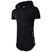 Keybur Mens Hipster Hip Hop Short Sleeve Hoodies Side Zipper longline Pullover shirts