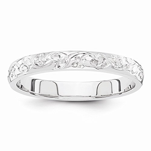 14k white gold hand engraved wedding Band
