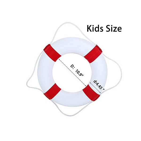Foam Swim Rings Swimming Pool Life Ring Buoy with Perimeter Rope (Red