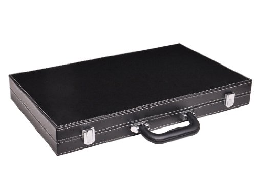 Middleton Games 21" Leatherette Backgammon Set - Inlaid Velvet Field - Black/Green Board - Thumbnail 5