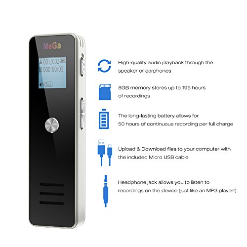 Digital-Voice-Recorder-MeGa-8GB-Digital-Audio-Sound-Recorder-Dictaphone-Voice-Activated-Recorder-with-MP3-Player-Dual-microphones-Zinc-Alloy-for-Meeting-Lecture-and-more