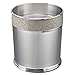 mDesign Decorative Round Small Trash Can Wastebasket, Garbage Container Bin for Bathrooms, Powder Rooms, Kitchens, Home Offices - Polished Stainless Steel with Woven Metallic Textured Accent