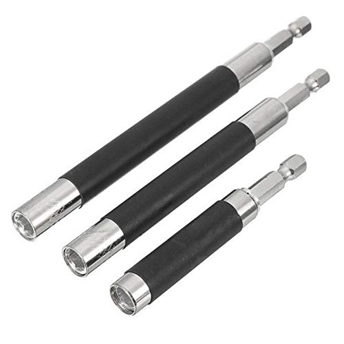 HOEN 3pcs 80/120/140mm 1/4" Hex Shank Magnetic Bit Holder Extension Quick Change Screwdriver Connection Rod Adapter Sleeve