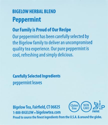 BIGELOW PEPPERMINT CAFFEINE FREE HERBAL TEA, 20 CT