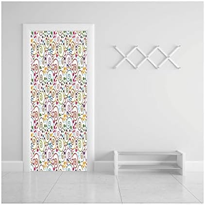 HappyShopDecoration Door Decal Wall Murals 3D Vinyl Wallpaper Stickers for Room Decor,30.3x78.7 inches,Colorful